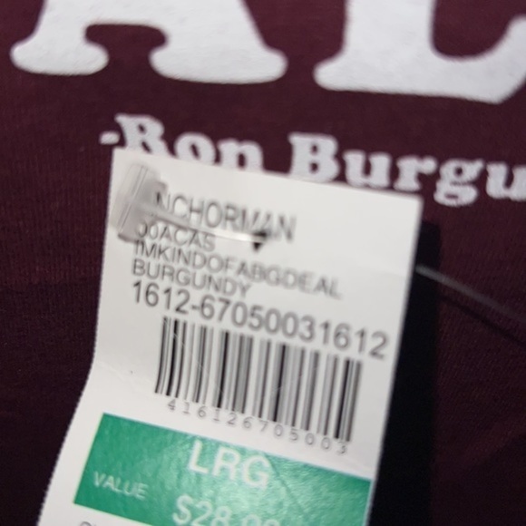 Ron Burgundy “I’m kind of. Big deal” t shirt new with tags sz large burgandy - Picture 2 of 2